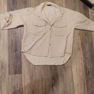 SHEIN - Cream Corduroy Skacket- Size Large